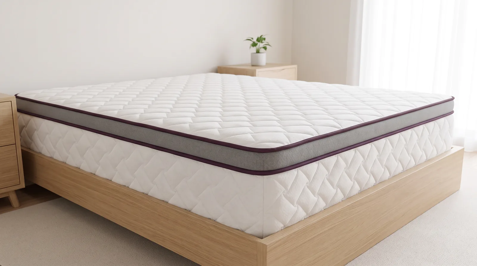 El Protector Pillow puesto sobre un colchón: pillow de 5 cm arriba y banda acolchada de 30 cm que abraza el colchón